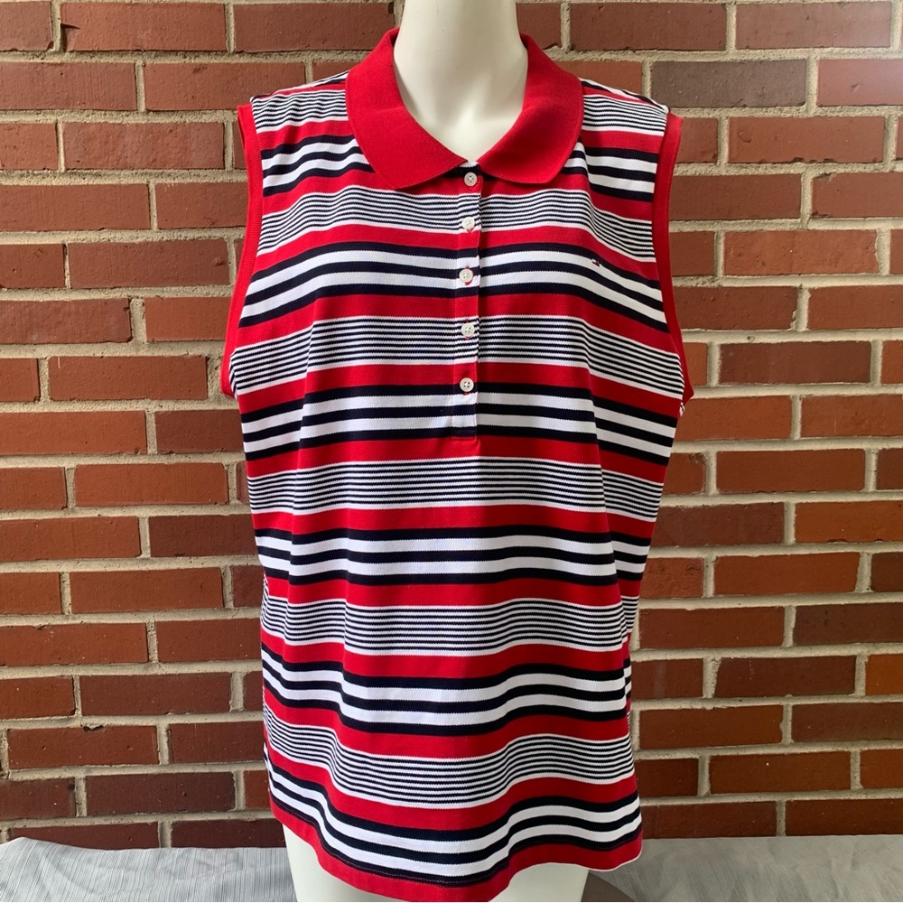 Brand new Red, white and blue striped Tommy Hilfiger sleeveless polo shirt XXL
